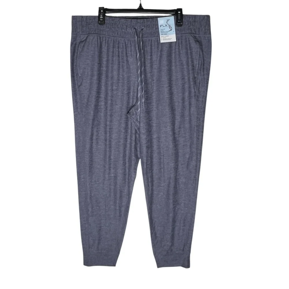 FLX Wander Jogger Womens XXL Long Mauve Sand Purple Gray Mid Rise Slim‎ Fit New